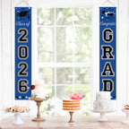 DAZONGE 2026 Graduation Decorations Blue, Congrats Grad Porch Banner for Any Schools or Grades 2026 Graduation Party Decorations