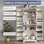 CypherX 75” Farmhouse Storage Cabinet, Large Kitchen Pantry Storage Cabinet with Adjustable Shelves and Barn Doors, Versatile Storage Cupboard for Dinning Room, Bathroom, Living Room, Antique White