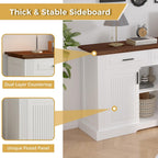 Modern Freestanding Storage Cabinet with Drawers Shelves and Countertop, Buffet Sideboard for Kitchen Living Room Entryway Office Coffee Bar (White-3 Drawer)