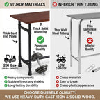 Industrial Pipe Small Dining Table for Two, 31.5" Compact Bar Table with Solid Wood Top & Thick Metal Legs, Stable Pub Table for Small Spaces, Home Bar, WFH Desk, 200+ lbs Capacity (Brown/Black)