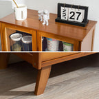 4 Tiers Bamboo Buffet Sideboard with Acrylic Doors,Floor Standing Pantry Cabinet with 2 Drawers for Kitchen Living Room