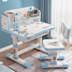 Kids Desk and Chair Set,Height Adjustable Children Study Desk Chair Set,School Student Writing Desk Table with Drawer Bookstand,Ergonomic Student Learning Table Desk Chair for Girl Boy, Blue C