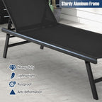 Tangkula 3 Piece Patio Chaise Lounge Set, Aluminum Patio Recliner with Coffee Table, 6-Level Backrest Adjustment, Outdoor Lounge Chair & Side Table Set for Poolside, Backyard (Black)