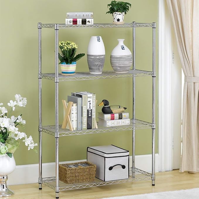 BestOffice Shelving Unit NSF Metal Large Storage Shelves Heavy Duty Height Adjustable Commercial Grade Steel Utility Layer Shelf Rack Organizer (36x14x54, Chrome)