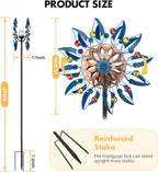 Solar Wind Spinner Retro Spinner, Waterproof Outdoor Metal Wind Sculpture for Patio, Lawn & Garden Decor