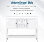 P PURLOVE Console Table Buffet Sideboard Sofa Table with Drawers Cabinets and Bottom Shelf (White)