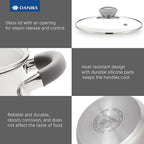 Daniks Modern Stainless Steel Stock Pot with Glass Lid - Induction 2 Quart, Dishwasher Safe, Heatproof Handles, For Soup, Pasta, Stew, Silver