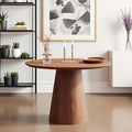 JUSTONE 43.3" Round Dining Table for 4-6,Wood Farmhouse Rustic Kitchen Table with Mid-Century Modern Pedestal Base, Natural Finish for Dining Room/Kitchen/Living Room(Walnut)