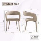 Modern Dining Chairs Set of 2, Kitchen Room Faux Leather Mid Century Chairs with Metal Frame and Hollow Back, Easy Clean Upholstered Barrel Dining Chair for Living Room, Restaurant, and Café, Greige