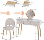 KDCAS 39" White and Gold Vanity with Lights and Chair
