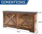 Brown Shoe Storage Bench with 2 Flip Drawers, Entryway Bench with Removable Seat Cushion, 2-Tier Shoe Cabinet for Entryway, Hallway, Bedroom