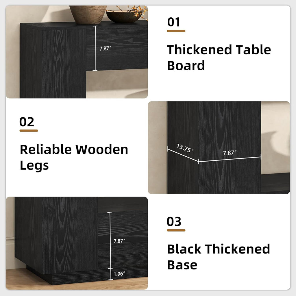 Epecoya 78 Inch Extra Long Console Table, 2-Tier Wood Entryway Table with Storage, Farmhouse Sofa Behind Couch Table for Entrance, Living Room, Foyer, Hallway, Black