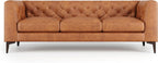 Valencia Avery Leather Couch 89" | Top Grain Nappa 11000 Leather 3 Seater with Tufted Back, Solid Wood Frame, Plush Cushioning, Saddle Tan