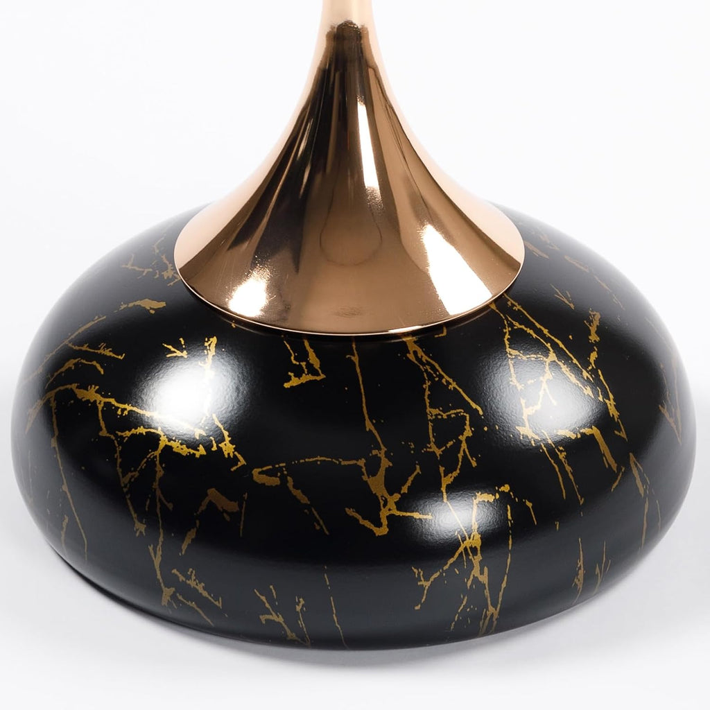 Metal Side Table, Modern Round Side End Table Metal Pedestal Side Table Coffee Table, Corner Accent Table Fluted Circle Decorative Drink Martini Table for Living Room (Black Marble)