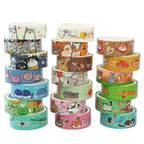 20 Rolls Cute Animals Washi Tape Set, Gold Silver Foil Cartoon Pets Decorative Tape for Bullet Journal, Planner, DIY Arts Crafts, Scrapbooking, Holiday Decoration