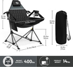 TIMBER RIDGE Hammock Camping Chair, Oversized Swinging Chair, 400lbs Load | Portable Folding Rocking Camping Chair with Adjustable Back & Seat Height for Outdoor Lawn, Backyard and Patio