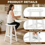 Outdoor Bar Stools Set of 6, 29 Inch All-Weather HDPE Bar Height Chairs, 500lbs Heavy Duty Patio Stools with Saddle Seat for Pub Table, Deck, Backyard(White, 6 Pcs 29")