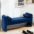 60.5" End of Bed Bench, Velvet Bedroom Bench,King Bed Bench,with 2 Pillows,Upholstered Bench,Suitable for End of Bed, Entryway Living Room,Bedroom. (Velvet Blue)
