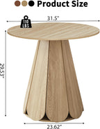 31.5" Round Dining Table for 2-4 People, Modern Small Kitchen & Dining Room Table with Pedestal Base, Space Saving Farmhouse Wood Table for Apartment & Small Spaces, Natural