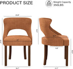 Wooden Dining Chairs Set of 4,Mid Century Modern Fabric Upholstered Dining Room Chair Kitchen Side Chairs with Solid Wood Legs,Farmhouse Dinner Chairs for Kitchen Dining Room,Orange