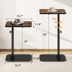 ELYKEN Adjustable Height TV Tray Table for Couch, 360° Swivel Side Table | C Shaped End Table, 18"-33" Height Range Laptop Stand for Recliner, Small Bedside Table