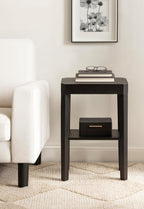 Kate and Laurel Talcott Modern Rectangle Wood Side Table, 16 x 10 x 25, Black, Transitional Decorative Two-Tier End Table for Use as a Bedroom Nightstand or Living Room Accent