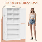 White Steel Kitchen Pantry Storage Cabinet with Barn Doors and Adjustable Shelves, Metal Farmhouse Cabinets for Living Room, Bathroom, Heavy Duty Rustic Pantry