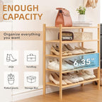 5 Tier Bamboo Shoe Rack Storage Organizer for Closet, Multifunctional Stackable Free Standing Shoe Shelf Organizer for Small Space,Entryway,Hallway,Bathroom 27"x11"x32"(Natural, 5 Tier)