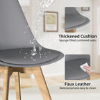 YLGJ&TIDY Modern Dining Chairs Set of 4 PU Leather Upholstered Chairs with Wooden Legs Mid Century Soft Padded Kitchen Chairs for Living Room Bedroom Dining Room Patio (Gray, Pack of 4)