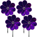 4PCS Flower Wind Spinner Sparkly Lawn Pinwheel 11.8 inch Garden Windmill for Garden, Party, Mardi Gras，Christmas Outdoor, Yard Decor