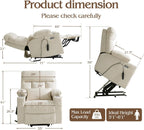 Power Lift Recliner Chair for Elderly with Extended Footrest, Infinite Position Lay Flat Recliner Chair for Adult W/Massage & Heating, Adjustable Headrest, 3-Motor Zero Gravity,Cup Holder, Fabric