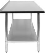 EMMA + OLIVER Stainless Steel 18 Gauge Kitchen Prep and Work Table with Backsplash and Shelf, NSF - 72" W x 30" D