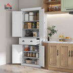 HOMCOM 72" Kitchen Pantry Cabinet Freestanding Tall Storage Cabinet White | Traditional Kitchen Pantry, 4 Doors, Drawer, 3 Adjustable Shelves, for Dining Room