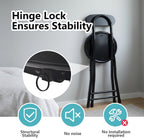 Folding Stool,Cushioned Padded Folding Bar Stool,18inch Black Height Heavy Duty Portable Chair Stool with 300lbs Capacity for Kitchen Living Room Garden Camping Fishing