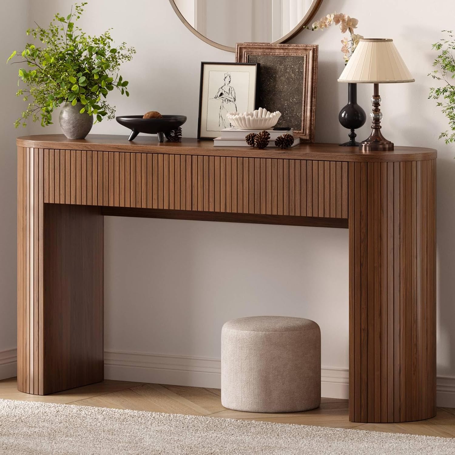ONBRILL 55 Inch Console Table with 2 Drawers, Entryway Tables with Storage