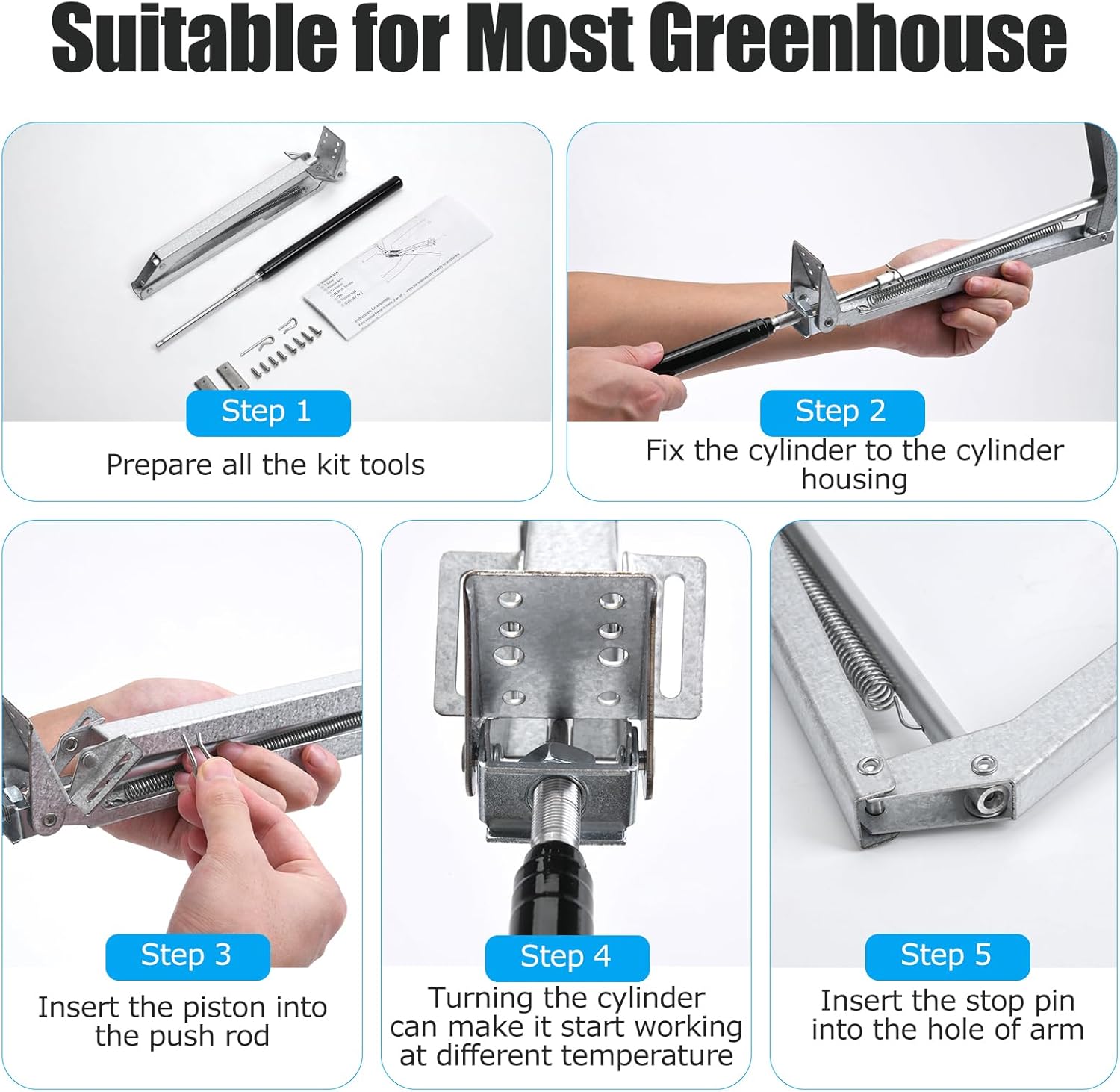 CHANGE MOORE Auto Vent Opener Automatic Greenhouse Window Opener Roof Vent Opener Auto Vent Kit Sensitive Gardening Tools Automatic Greenhouses Supplies (1Pc Single Spring Up to 33lbs)