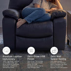 Signature Design by Ashley Leather Power Rocker Recliner Chair, Ocean Blue