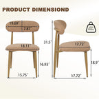 FREKEN Modern Upholstered Dining Chairs Set of 4, Mid-Century Metal Frame with Wood Grain, Linen Fabric Side Chair for Kitchen Dining Room, 350lbs Capacity, Brown