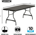 LIFETIME 6-Foot Nesting Folding Table, Commercial, Black