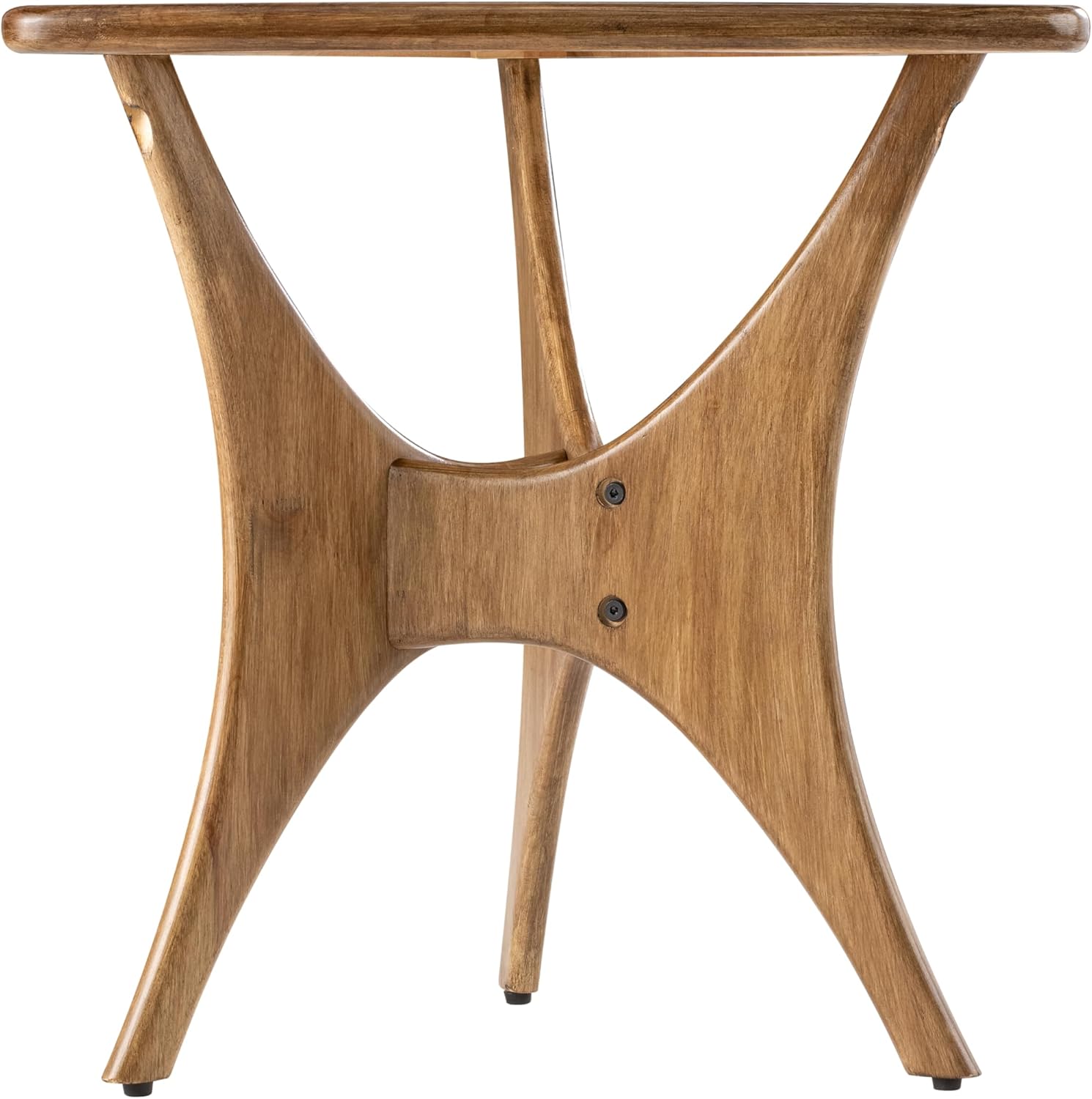 COZAYH Modern Triangle Wood End Table with Cross-Leg Rubberwood Base, Mid-Century Small Accent Side Table for Living Room, Easy Assembly, Natural, Brown