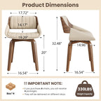 REONEY 360° Swivel Dining Chairs Set of 8, Mid Century Modern Kitchen Chair with Walnut Bentwood Back and Legs, Upholstered PU Leather for Dining Room, Kitchen, Restaurant, Cafe, Beige