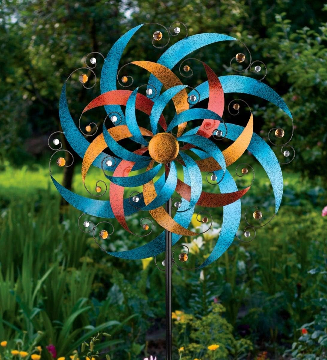 Regal Art & Gift Cresent Wind Spinner – Metal Yard Decorations Outdoor | Kinetic Garden Spinner for Lawn, Pathway, or Flower Bed | Weather-Resistant Outdoor Sculpture - 32 Inch