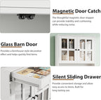 Garvee 72 Inch Kitchen Pantry Cabinet with Glass Doors, Drawer and Adjustable Shelves, Farmhouse Tall Storage Cabinet with Open Countertop, Coffee Bar Cabinet for Coffee Corner, White | Adjustable Shelves, Open Countertop, Perfect as Coffee Bar Cabinet