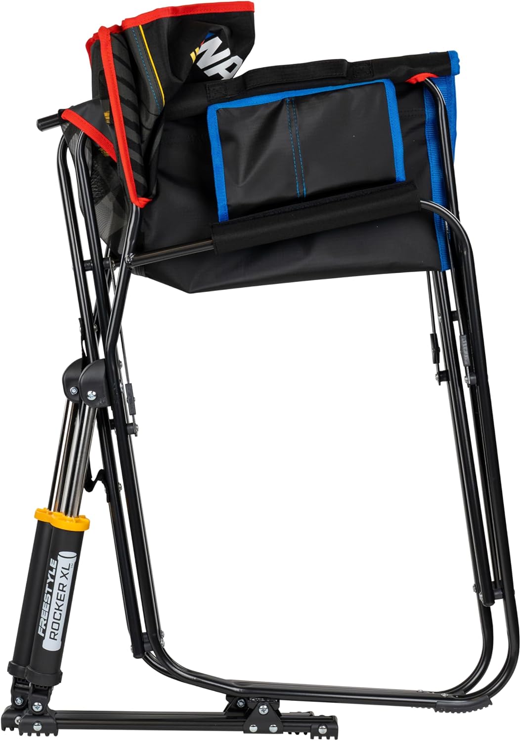 GCI Outdoor NASCAR Freestyle XL Rocker Camping & Sideline Sports Chair | Portable Folding Rocking Chair with Durable Armrests & Drink Holder | Great for Big and Tall, Black