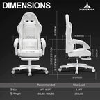 White Gaming Chair,Ergonomic Massage Office Desk Chair with Footrest | Pocket Spring Cushion,Reclining,Thick High Back,Headrest and Lumbar Support,Adjustable Leather Computer Chair Gamer Chair
