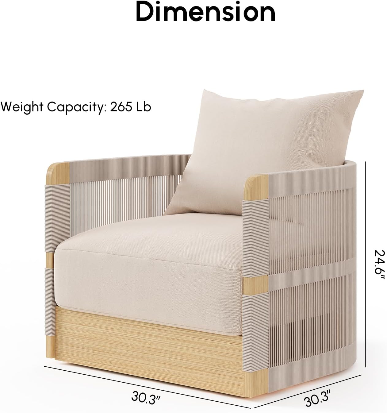 homary Patio Rattan 360° Swivel Chair Pieces of 2, Outdoor Wicker Furniture with Thickened Rainproof Cushion and Aluminum Frame for Garden, Balcony, Indoor, Khaki