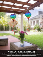 2PCS Giant Rainbow Hot Air Balloon Wind Spinners 14" W x 59" H Large Multicolor Whirligig Wind Spinner Hanging Ornaments for Yard Garden Lawn Outdoor Decorations