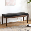 PU Leather Entryway Bench Farmhouse Dining Benches Upholstered Bedroom Bench Shoe Bench Seat for Hallway Living Room Bedroom End of Bed, 16" D x 45.5" W x 18.75" H, Black