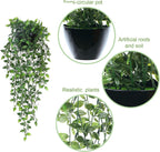 Artificial Hanging Plants,2 Pack Fake Wall Plants,Faux Mandala Vines Potted Plant,Plastic Greenery with Wall Planter for Indoor Outdoor Garden Patio Office Décor