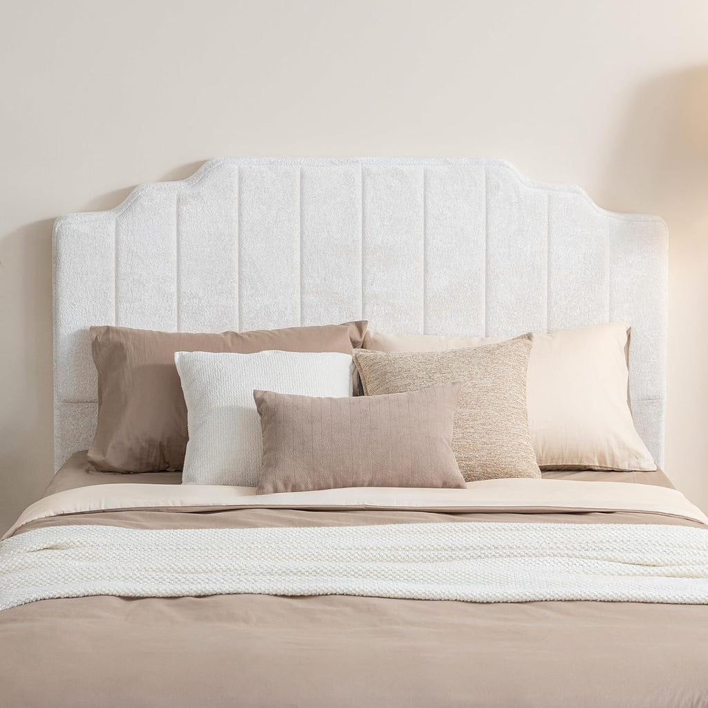 Queen Headboard, Beige Upholstered Headboard for Bed, No Assembly